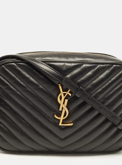 Saint Laurent Lou Black Matelassé Leather Camera Bag