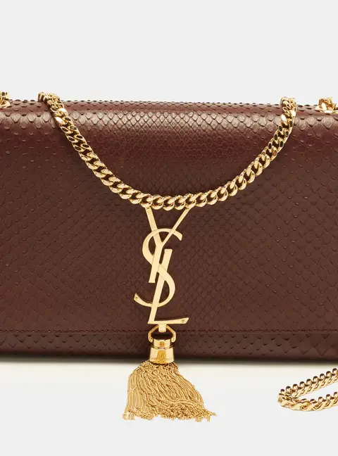 Saint Laurent Kate Tassel Medium Burgundy Python Shoulder Bag
