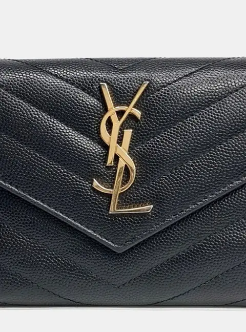 Saint Laurent Paris Black Leather Monogram Wallet (403943)