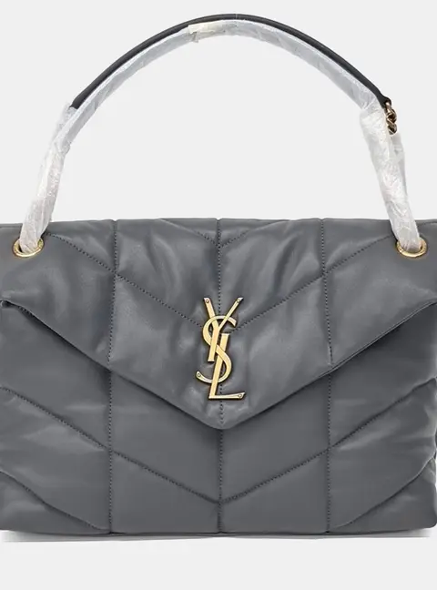 Saint Laurent Lulu Puffer Grey Leather Medium Bag