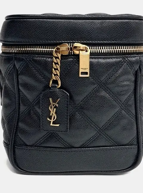 Saint Laurent Paris Black Leather Vanity Crossbody Bag (649779)