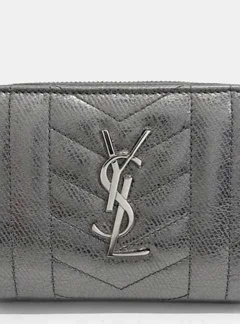 Saint Laurent Paris Silver Leather Wallet