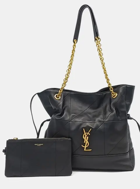 Saint Laurent Jamie Small Black Leather Shopper Bag