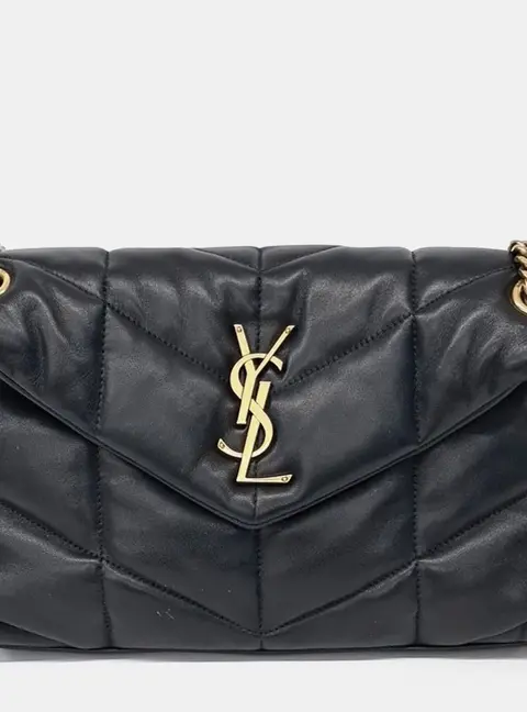 Saint Laurent Paris Black Leather Lulu Puffer Bag Small