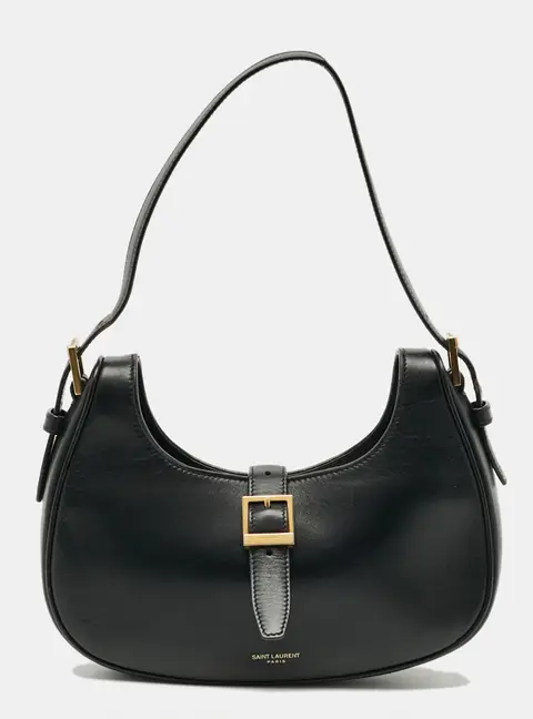 Saint Laurent Le Fermoir Black Leather Hobo
