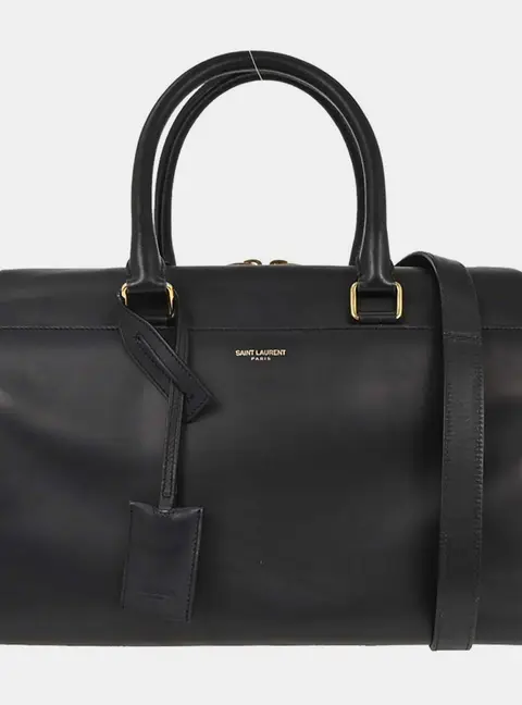 Saint Laurent Duffle Medium Navy Blue Calfskin Leather Top Handle Bag