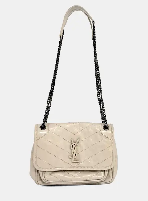 Saint Laurent Paris Beige Leather Nikki Baby Chain Shoulder Bag