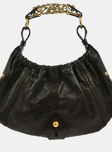 Yves Saint Laurent Mombasa Medium Dark Brown Calfskin Leather Hobo Bag