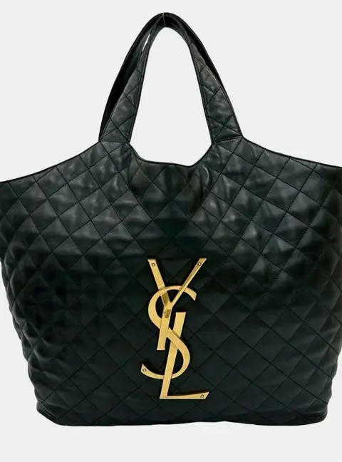 Yves Saint Laurent Saint Laurent Paris Ysl Quilted Leather Tote Bag Black