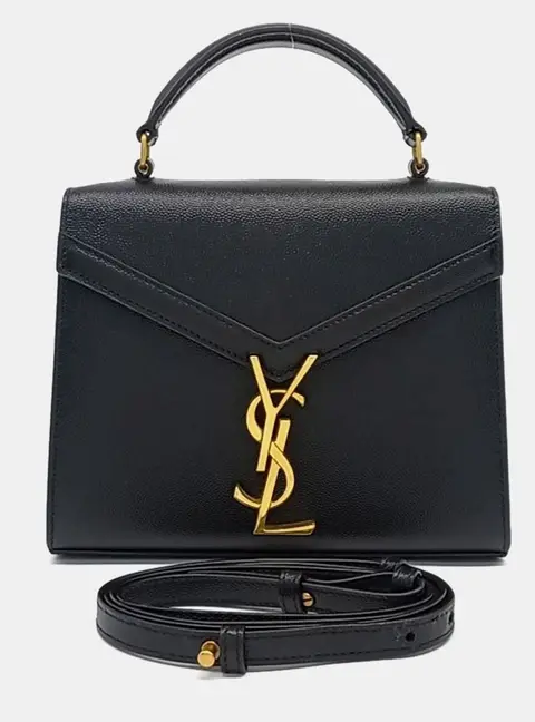 Saint Laurent Paris Black Leather Cassandra Top Handle Shoulder Bag