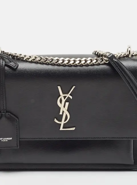 Saint Laurent Sunset Medium Black Leather Shoulder Bag