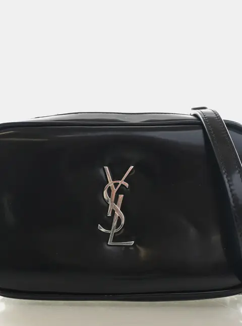 Saint Laurent Lou Mini Black Shiny Calfskin Leather Camera Bag