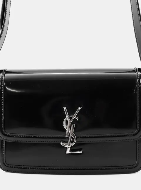 Saint Laurent Paris Solferino Medium Satchel Black Patent Leather Size Medium