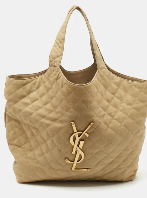 Saint Laurent Icare Maxi Beige Quilted Nubuck Shopping Tote
