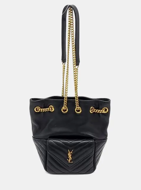 Saint Laurent Paris Black Leather Joe Mini Bucket Bag (701631)
