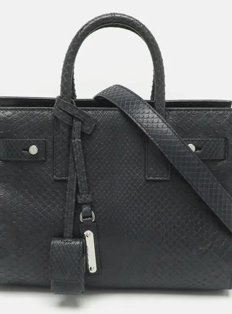Saint Laurent Classic Sac De Jour Nano Blue Python Tote