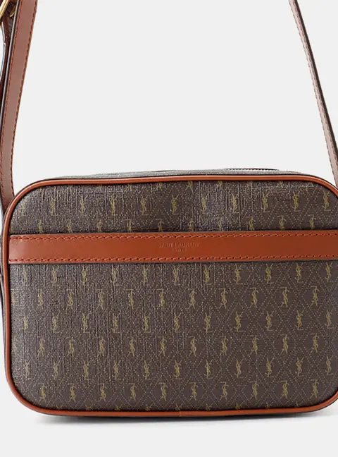 Saint Laurent Paris Le Monogram Camera Bag Brown Pvc Leather