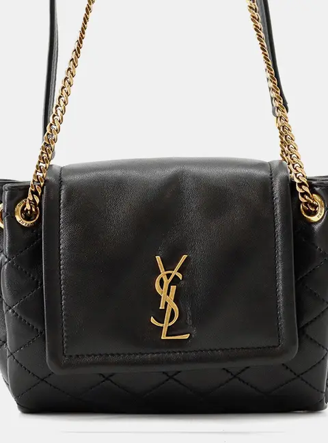 Saint Laurent Paris Nolita Quilted Shoulder Bag Black Lambskin Size Mini