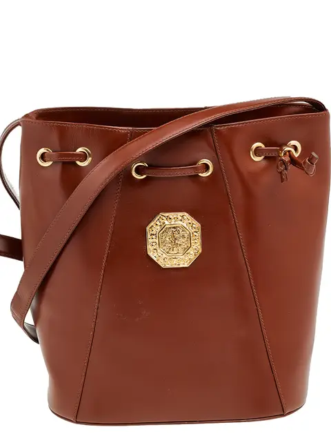 Saint Laurent Brown Leather Drawstring Bucket Bag