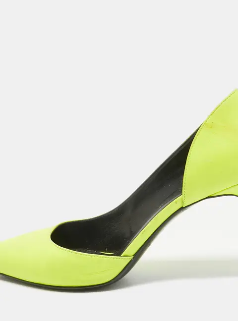 Saint Laurent Neon Yellow Leather D'orsay Pumps Size 36