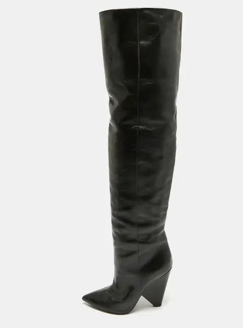 Saint Laurent Paris Size 39 Black Leather Over The Knee Boots