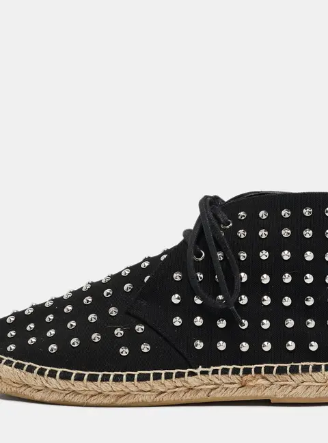 Saint Laurent Black Canvas Stud Embellished High Top Sneakers Size 36
