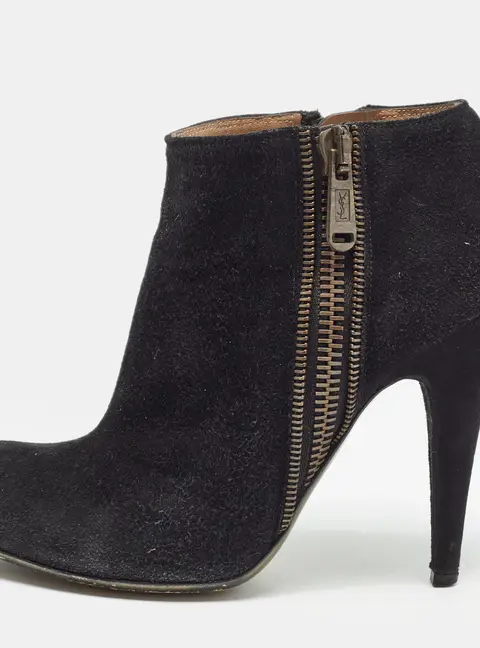 Saint Laurent Paris Size 38 Black Suede Ankle Length Boots