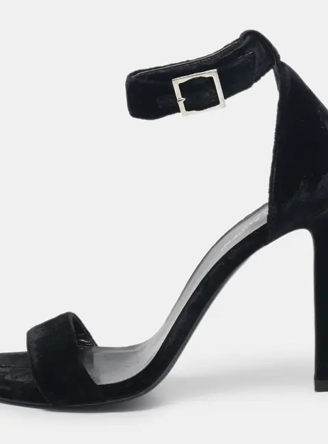 Saint Laurent Paris Grace Size 38 Black Velvet Ankle Strap Sandals