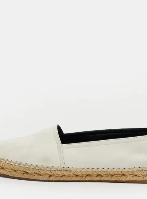 Saint Laurent Cassandre Size 37 White Leather Espadrille Flats