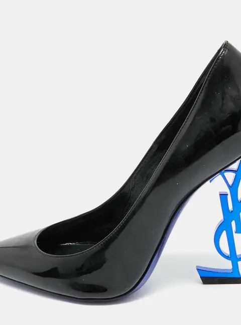 Saint Laurent Paris Opyum Size 37.5 Black Patent Leather Pumps