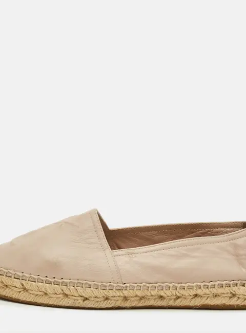 Saint Laurent Cassandra Size 36.5 Cream Leather Espadrille Flats