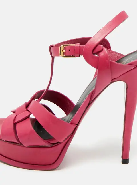 Saint Laurent Paris Size 38.5 Purple Leather Platform Sandals