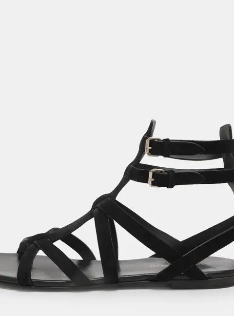 Saint Laurent Paris Black Suede Gladiator Sandals Size 38
