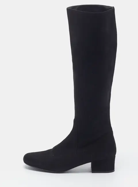Saint Laurent Size 37 Black Suede Knee Length Boots
