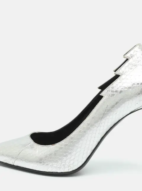 Saint Laurent Size 40 Silver Python Leather Pumps