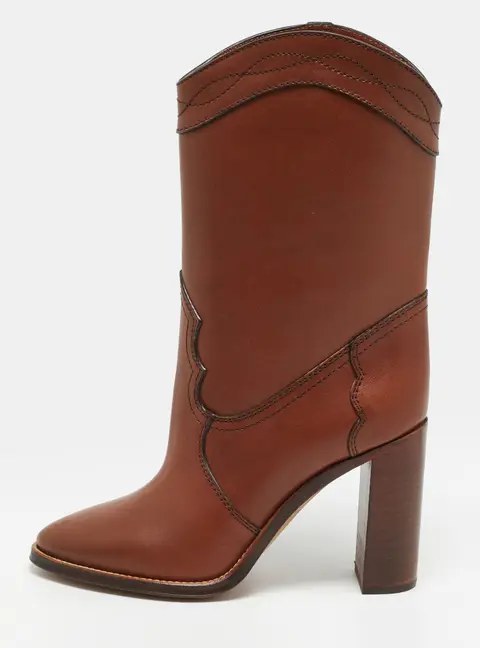 Saint Laurent Kate Size 40 Brown Leather Mid Calf Boots