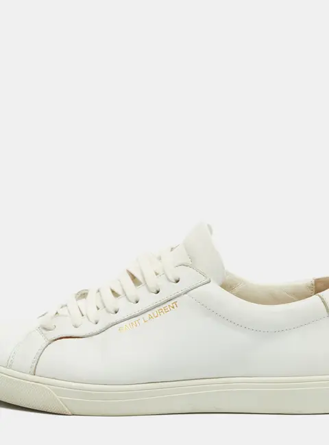 Saint Laurent Andy Size 38.5 White Leather Low Top Sneakers