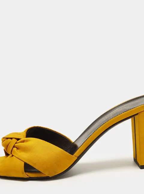 Saint Laurent Bianca Size 41 Mustard Yellow Fabric Knotted Slide Sandals