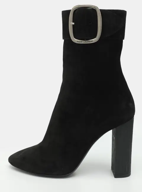 Saint Laurent Size 38.5 Black Suede Mid Calf Boots