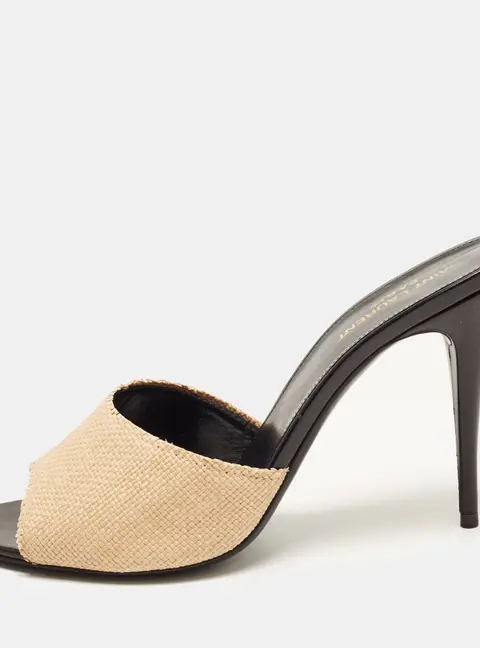 Saint Laurent LA 16 Size 41 Beige Raffia Slide Sandals