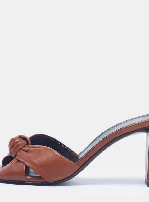Saint Laurent Bianca Size 38 Brown Leather Slide Sandals