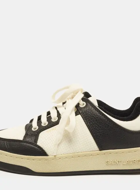 Saint Laurent SL/61 Size 37 Black/White Leather Lace Up Sneakers