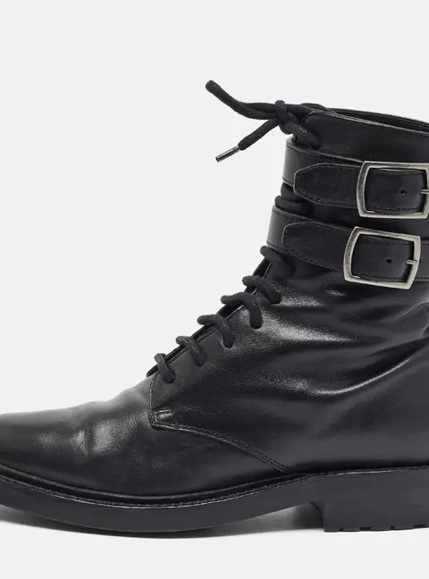 Saint Laurent William Size 37 Black Leather Combat Boots