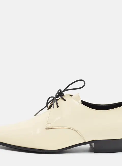 Saint Laurent jonas Size 37.5 Cream Patent Leather Oxfords
