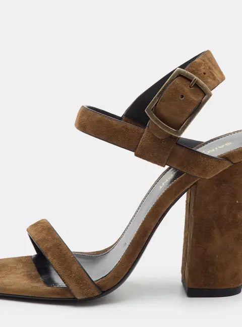 Saint Laurent Oak 100 Size 36 Brown Suede Ankle Strap Sandals