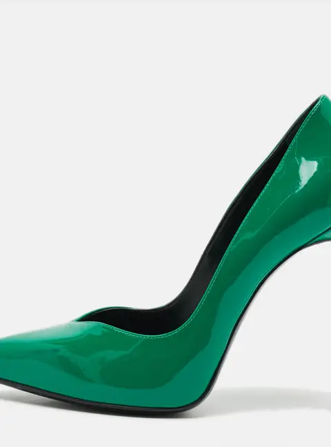 Saint Laurent Classic Janis Size 38 Green Patent Leather Platform Pumps