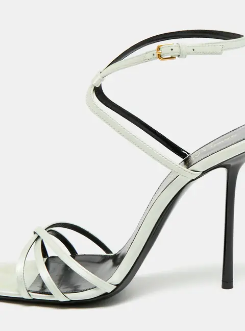 Saint Laurent Baliqua Size 39.5 Green Satin Ankle Strap Sandals