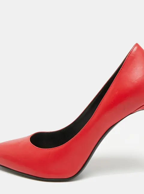 Saint Laurent Size 37.5 Red Leather Pointed Teo Pumps
