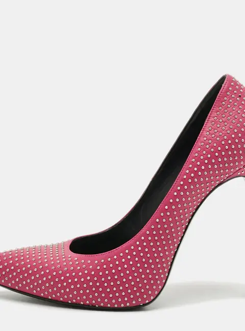 Saint Laurent Size 39.5 Pink Leather Studded  Pumps