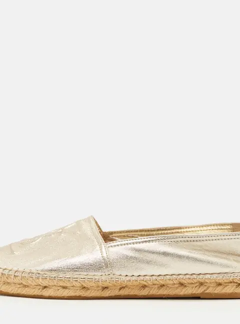 Saint Laurent Cassandre Size 36.5 Rose Gold Leather Espadrille Flats